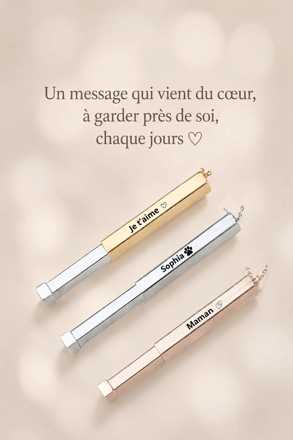 Collier Gravé Message Caché