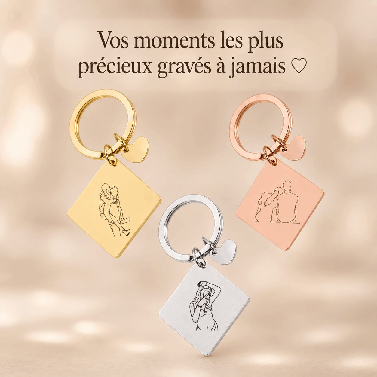 Porte-clé Gravé Losange - Illustration fait main