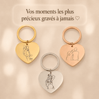 Porte-clé Gravé Coeur - Illustration Fait Main