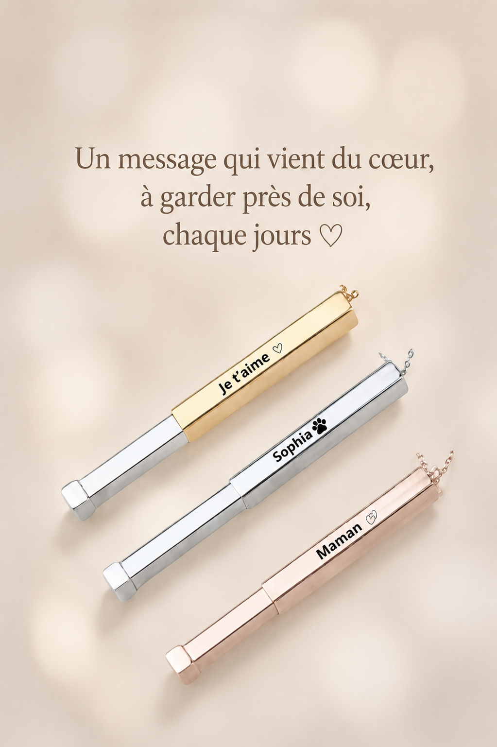 Collier Gravé Message Caché
