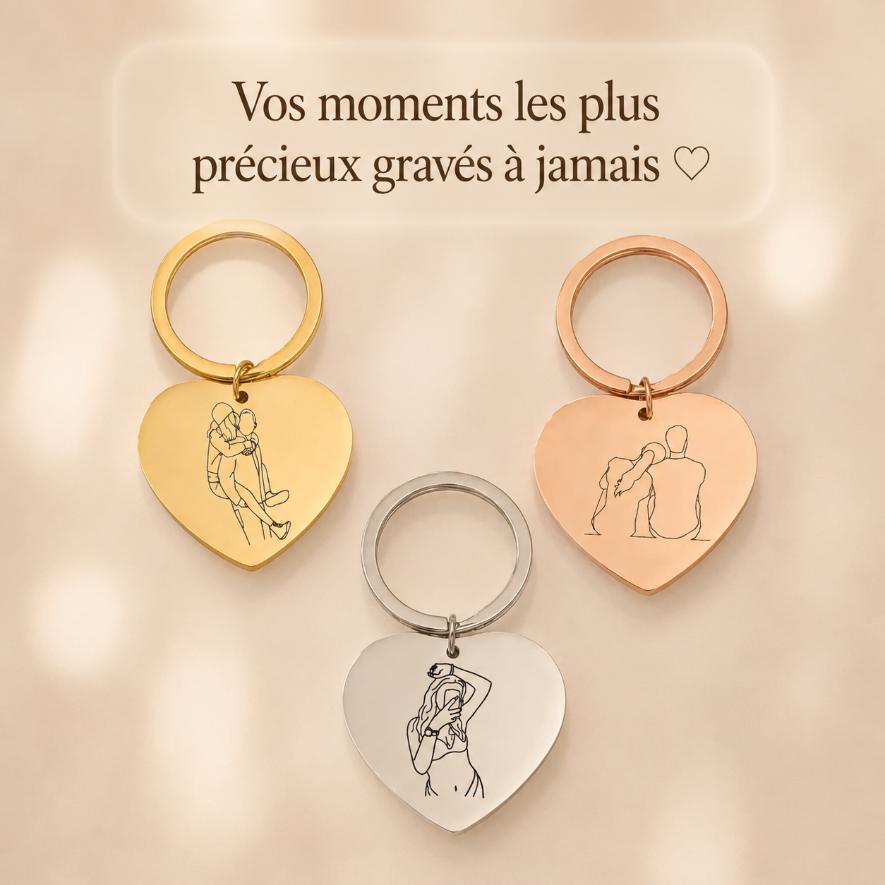 Porte-clé Gravé Coeur