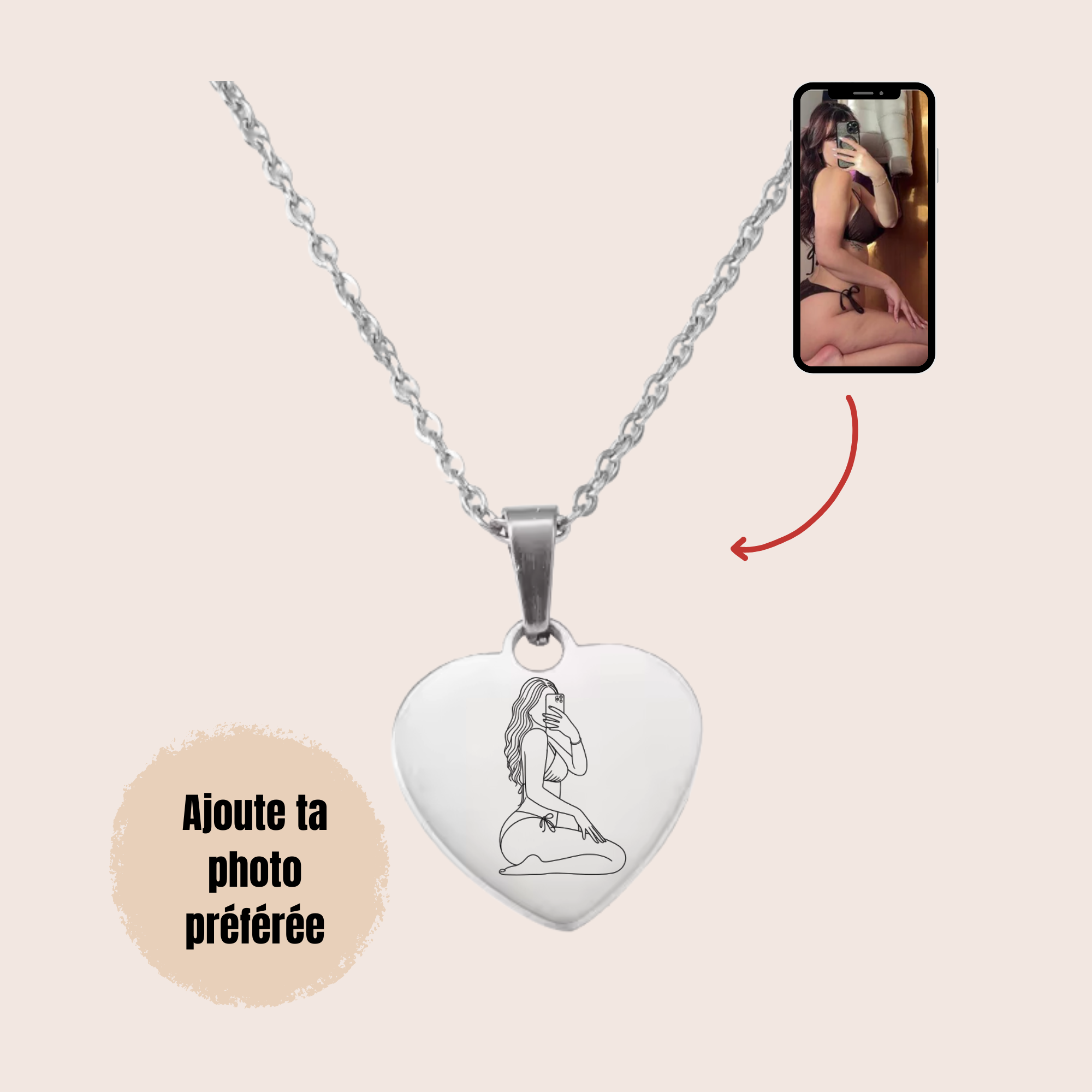 Collier Gravé Coeur