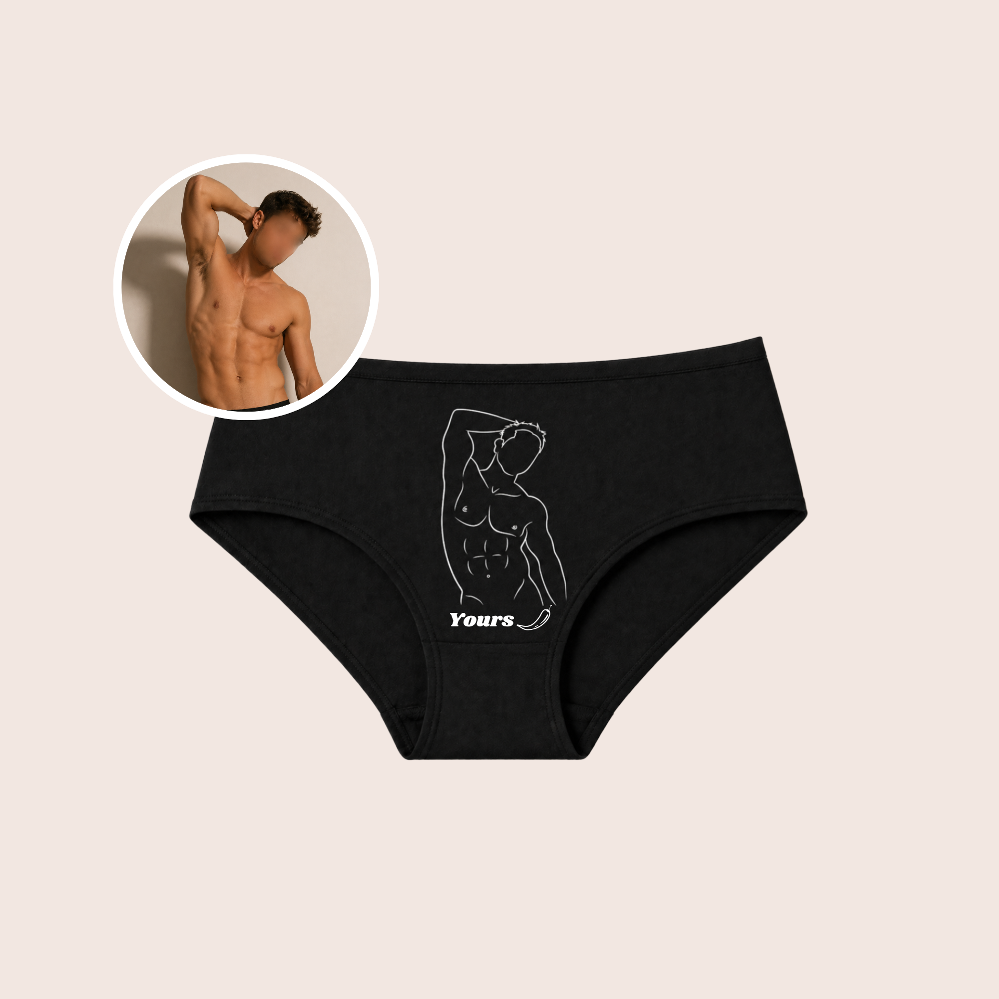 Culotte personnalisé avec dessin en line art à partir d'une photo, idée cadeau couple
