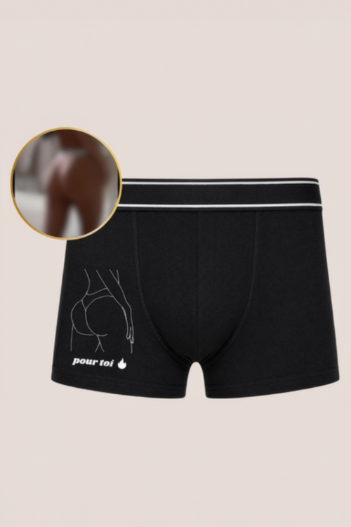 boxer personnalisé avec dessin en line art à partir d'une photo, idée cadeau couple
