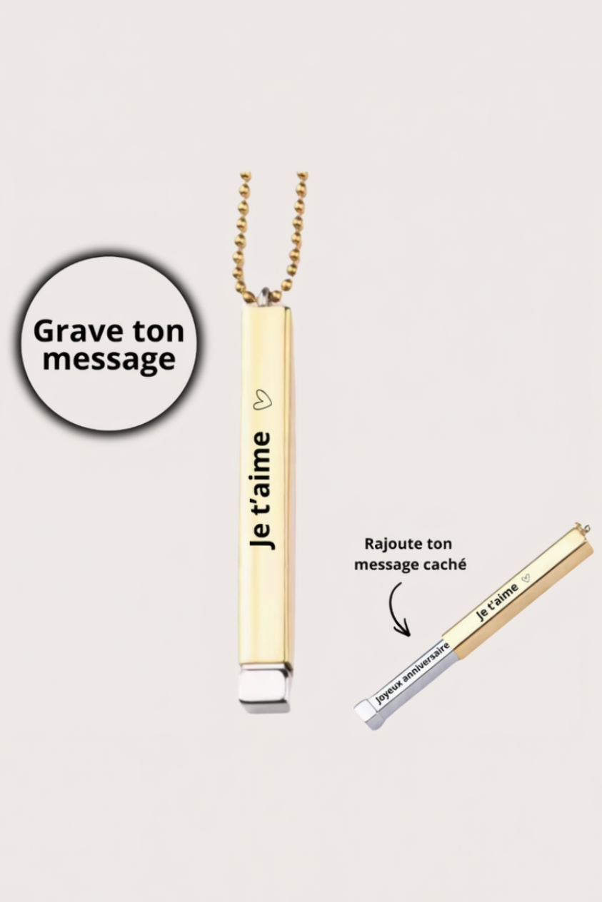 collier gravé avec dessin en line art à partir d'une photo, idée cadeau couple
