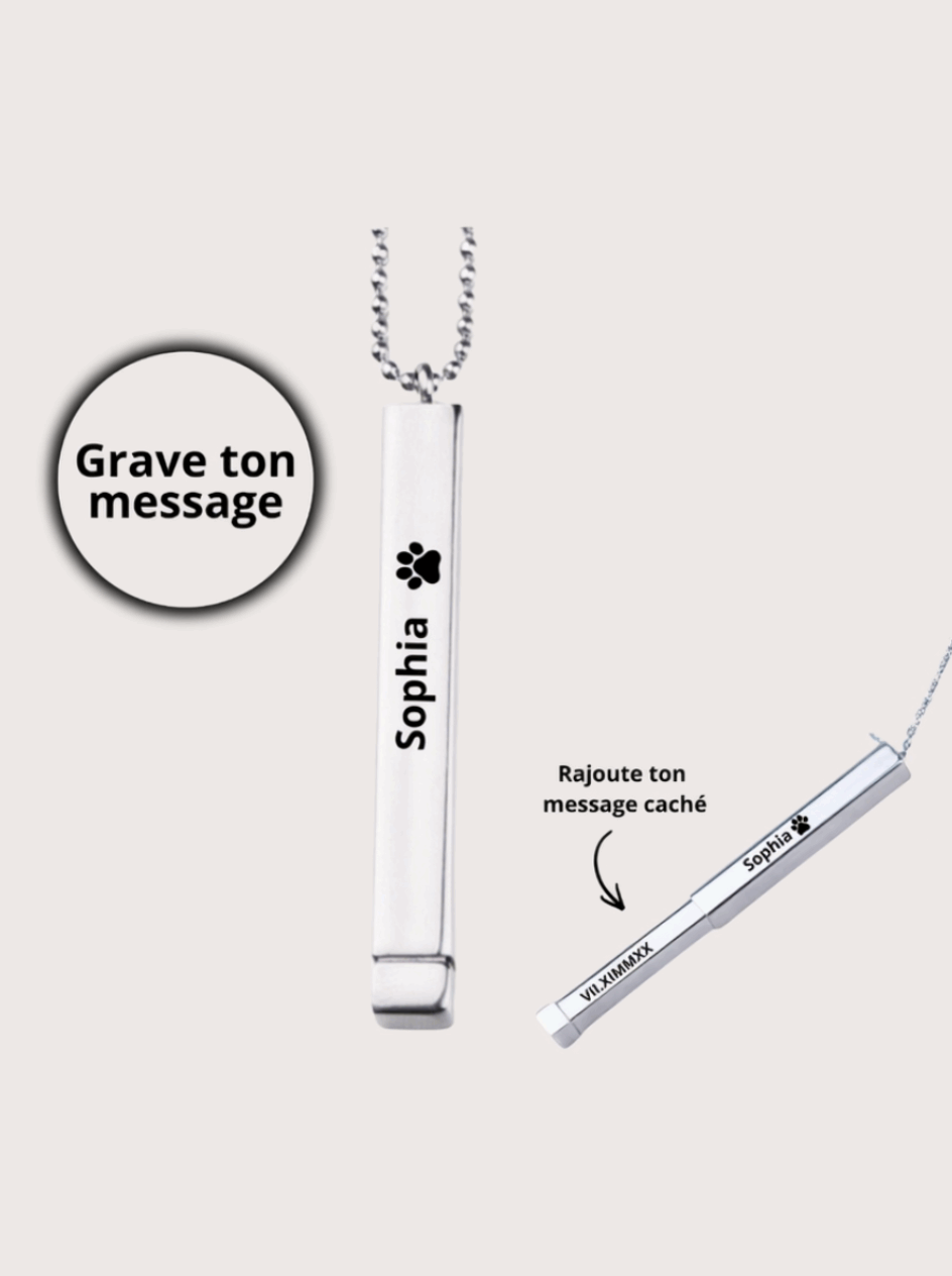 collier gravé avec dessin en line art à partir d'une photo, idée cadeau couple
