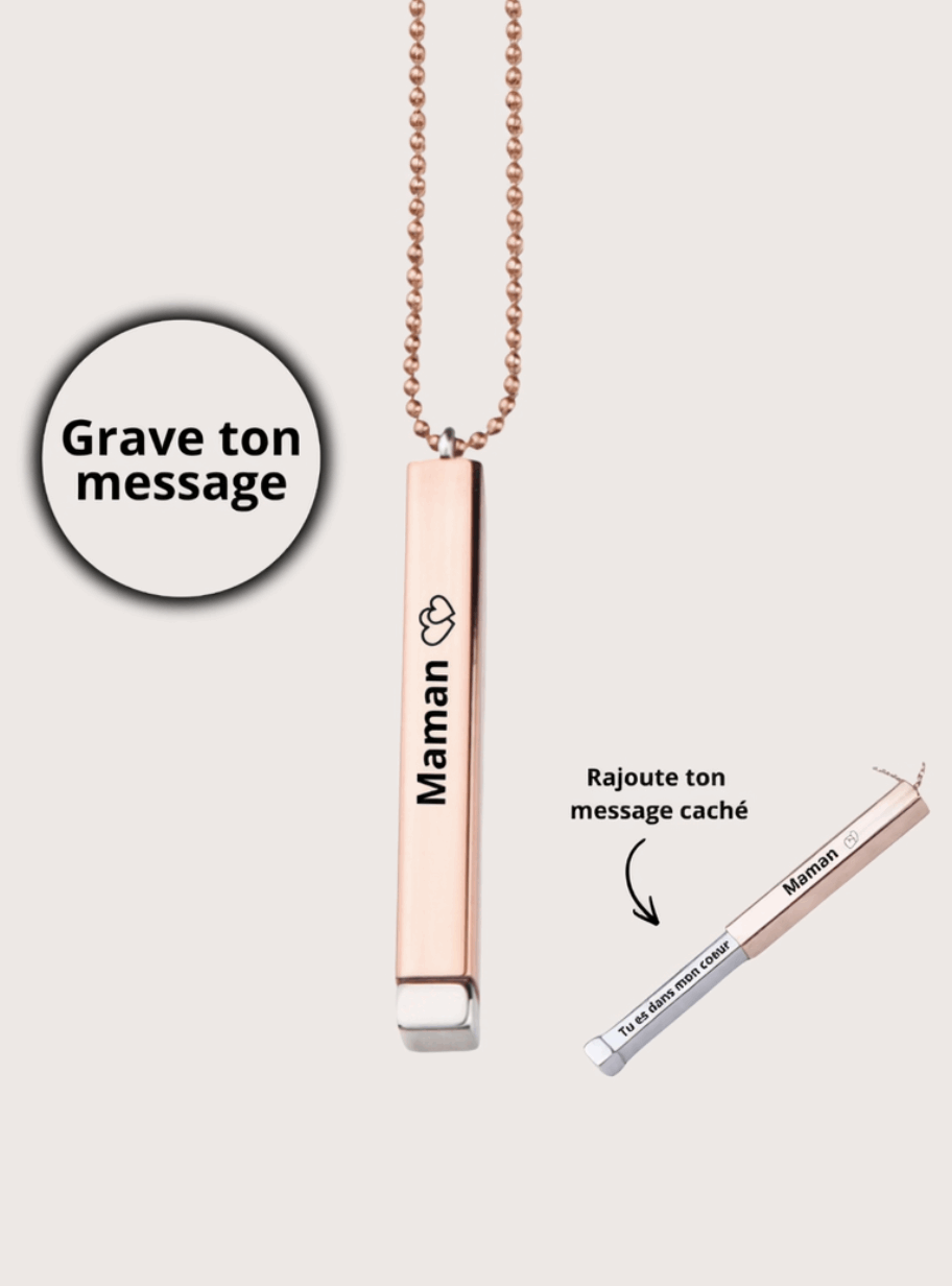 collier gravé avec dessin en line art à partir d'une photo, idée cadeau couple
