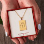 collier gravé avec dessin en line art à partir d'une photo, idée cadeau couple
