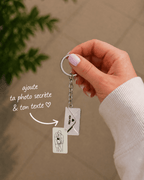 porte-clé gravé avec dessin en line art à partir d'une photo, idée cadeau couple
