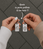 porte-clé gravé avec dessin en line art à partir d'une photo, idée cadeau couple
