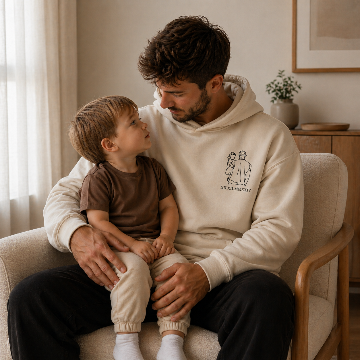 sweat à capuche avec dessin en line art à partir d'une photo, idée cadeau couple
