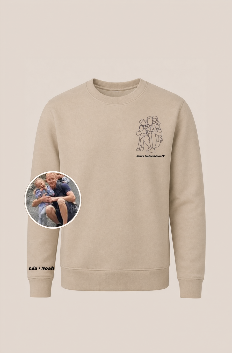 sweat à capuche avec dessin en line art à partir d'une photo, idée cadeau couple
