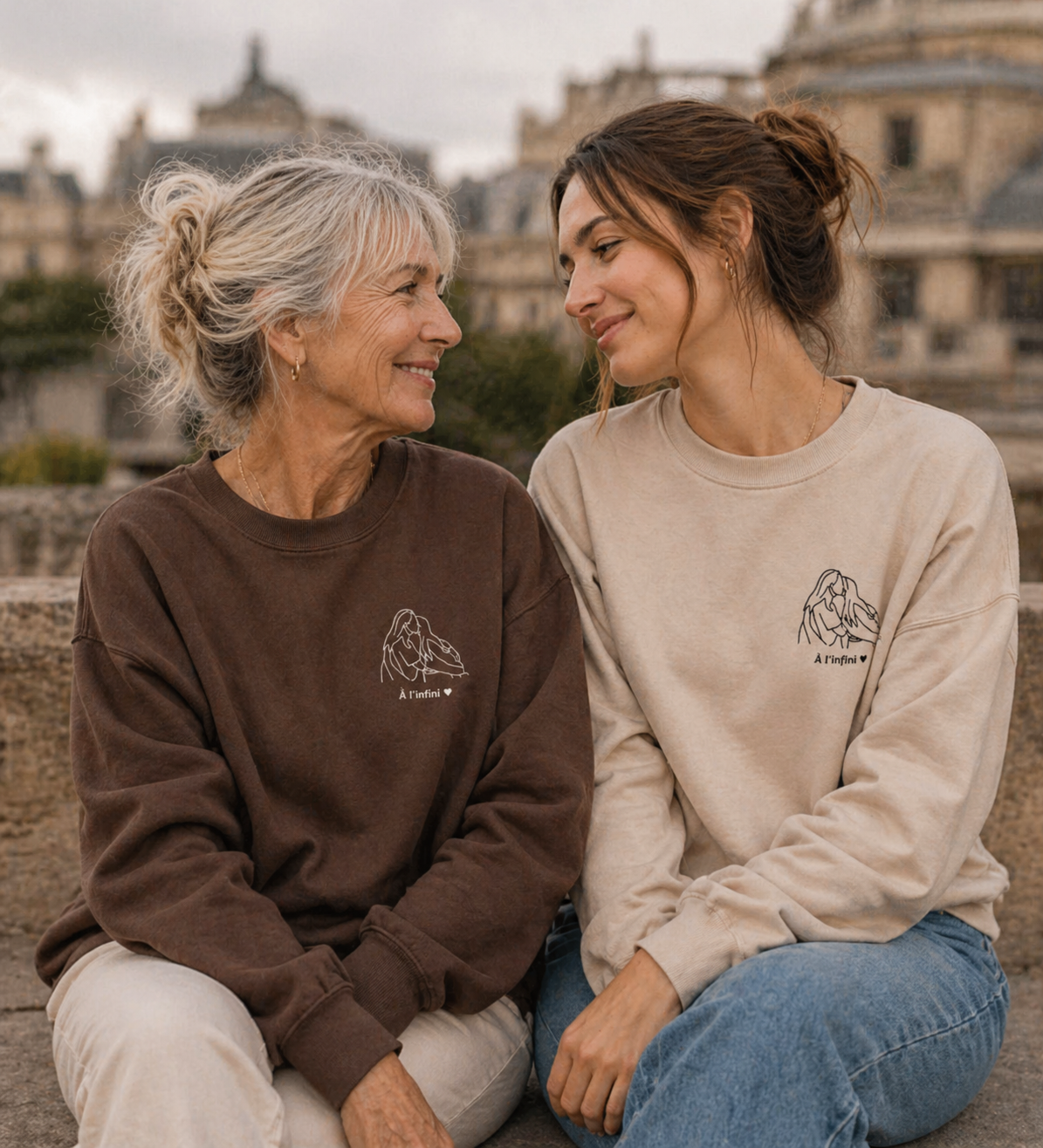 sweat à capuche avec dessin en line art à partir d'une photo, idée cadeau couple
